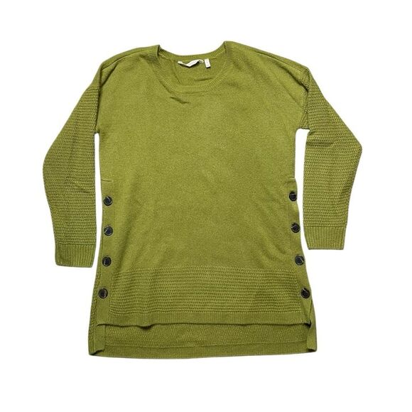 SOFT SURROUNDINGS Cashmere Button-Detail Sweater Green Size Small - Picture 1 of 5
